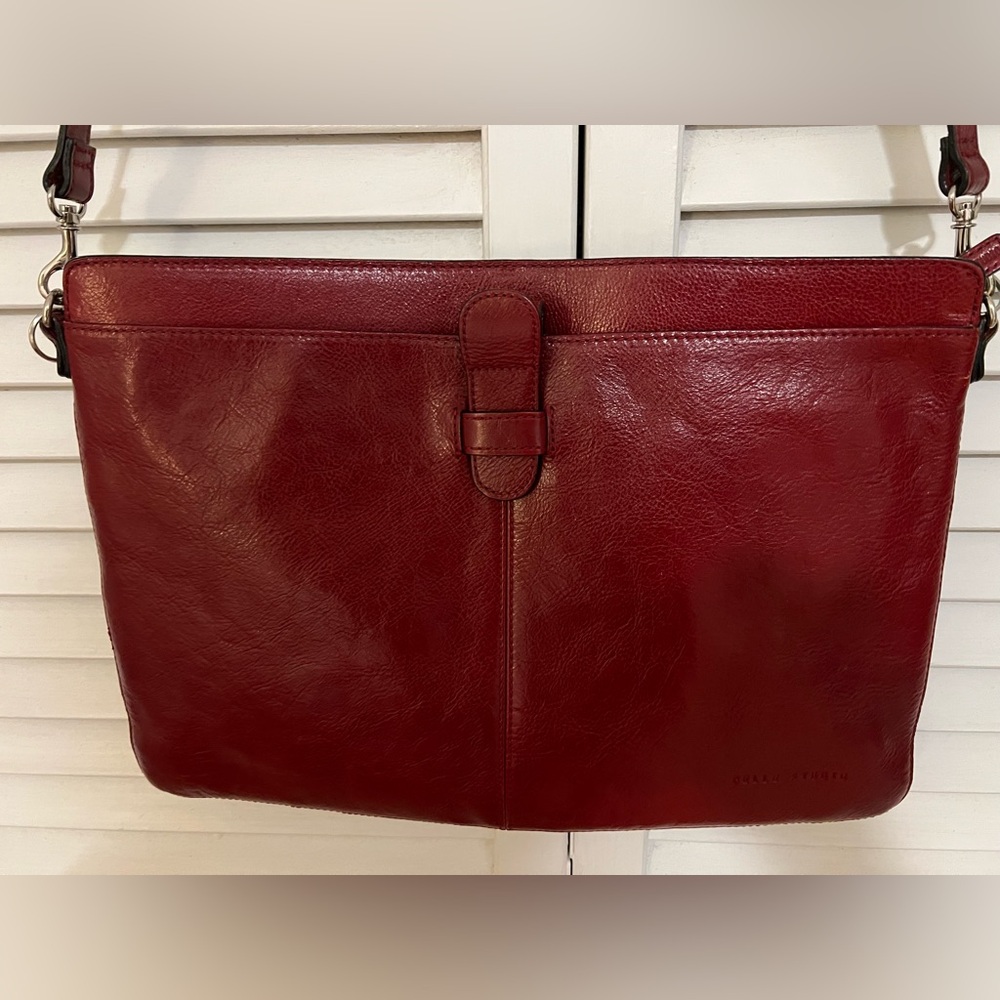 Wilsons Pelle Italian Red Leather Portfolio Shoulder Bag